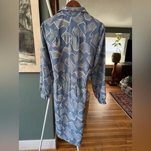 Vintage Blue and White Long Sleeve Dress